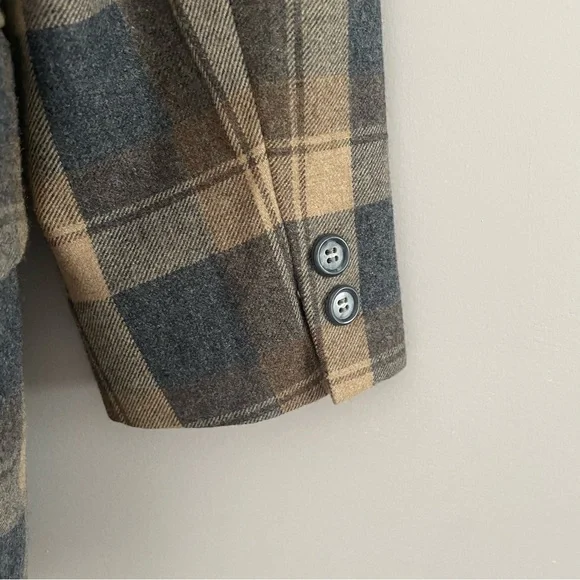 VINTAGE 70’s JOHNNY CARSON Wool Plaid Oversized Blazer Size 10 - Picture 3 of 4